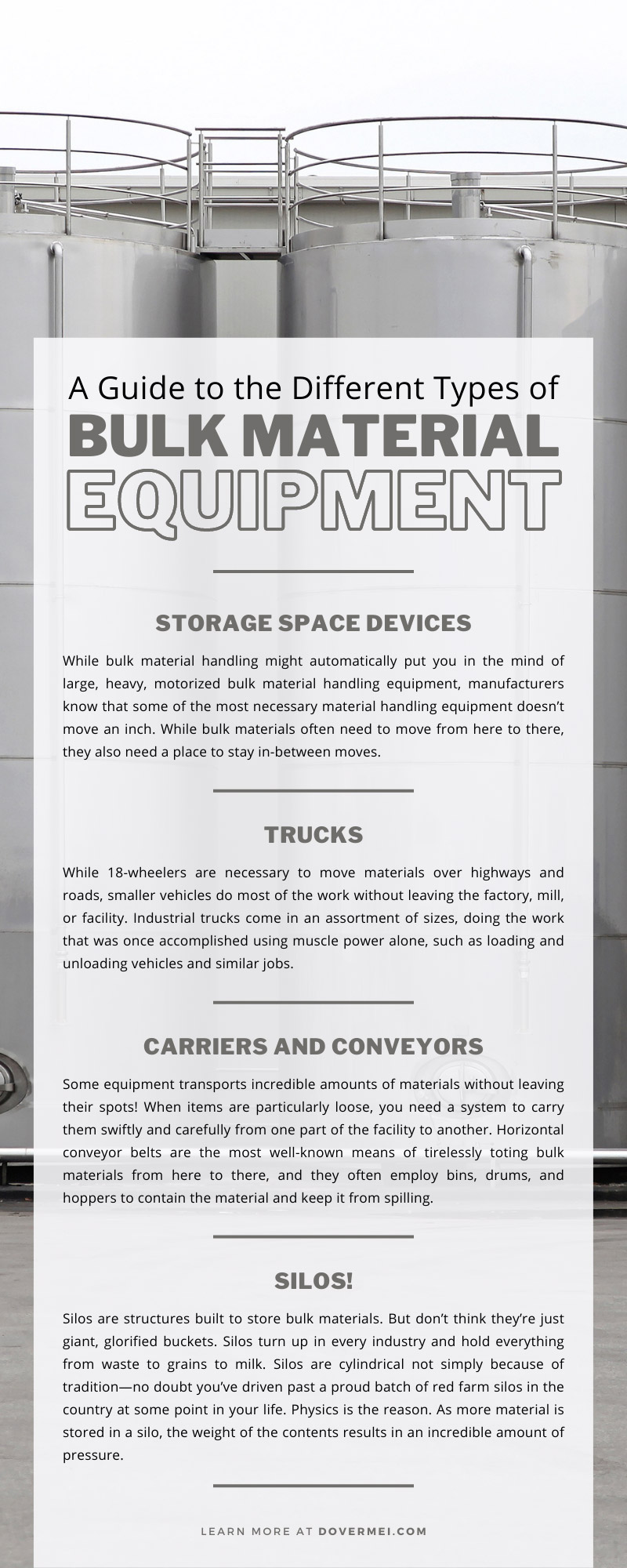 Guía de los distintos tipos de equipos para materiales a granel